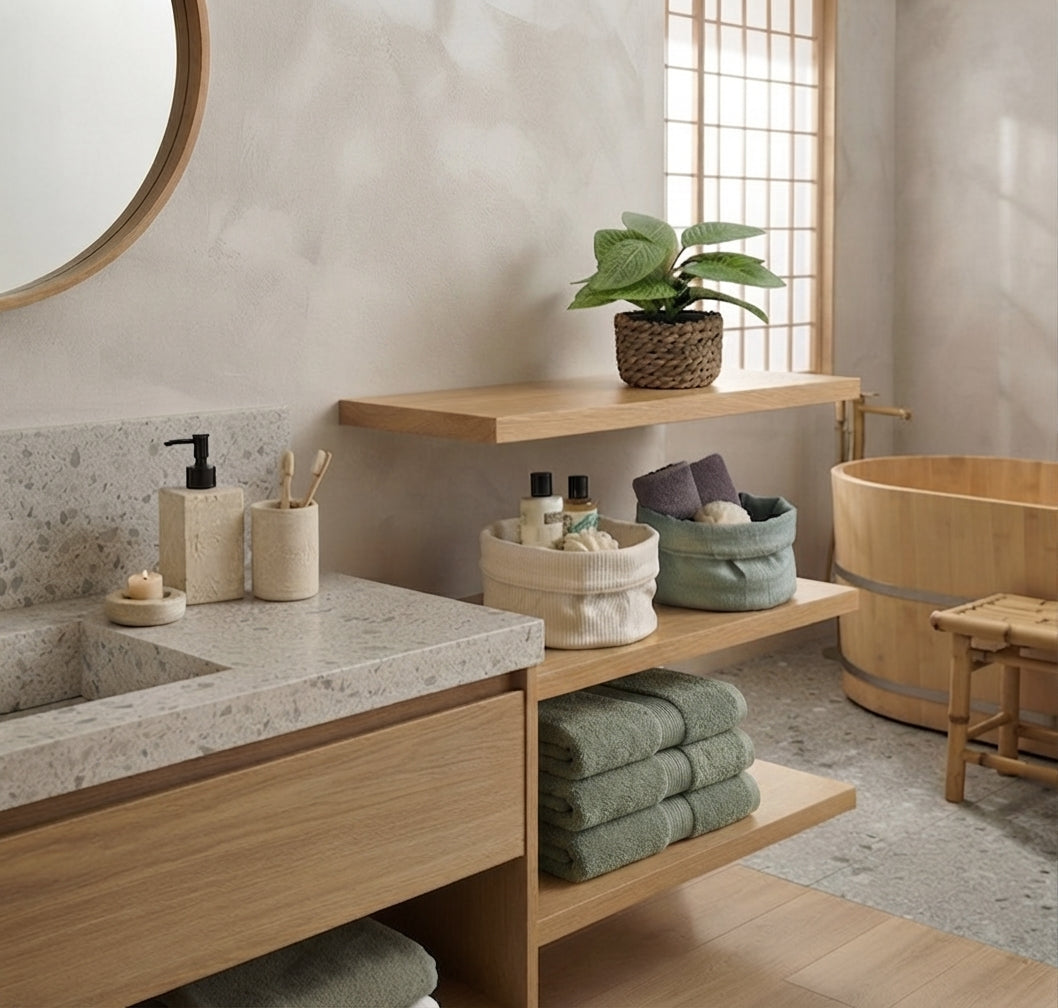 Coffret  Salle de Bain Cocooning – Panier, Serviettes , savon artisanal  et accessoires
