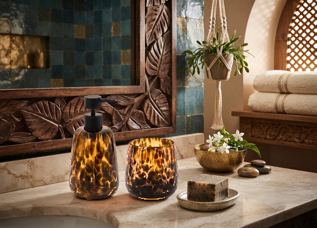 Distributeur de Savon en Verre – Dotty Marron
