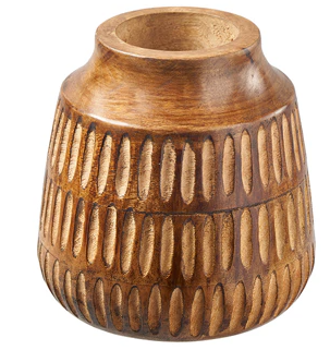 Vase en Bois Sculpté Indien – Déco Bohème