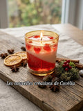 bougie artisanale rouge et coeurs senteur friandises