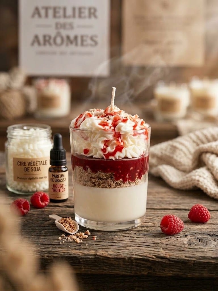bougie gourmande artisanale coulis de bonbon cire de soja parfum de grasse
